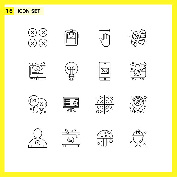 移动界面大纲集16个象形图图片下载