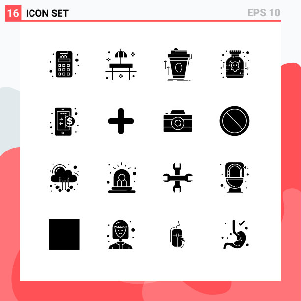 在商业网格上设置16个实字形图片下载