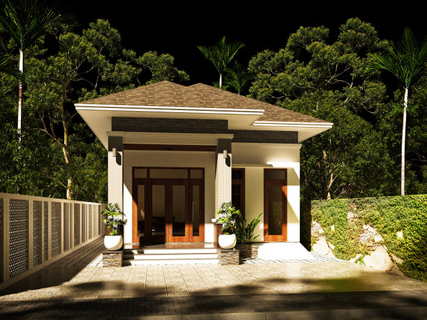 3d渲染豪华别墅别墅外部图片下载