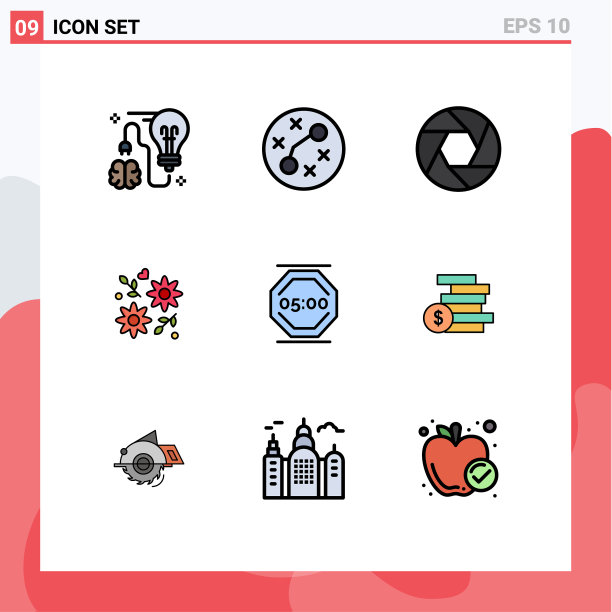 可编辑的线包9简单填充线平图片下载