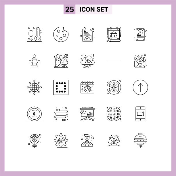 25个主题线和可编辑的符号存储图片下载