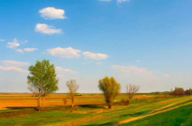 石油山水画图片下载