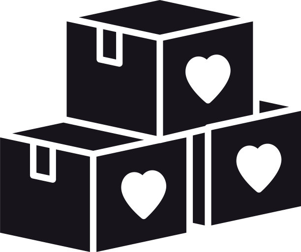 人道主义援助箱图标剪影风格图片下载