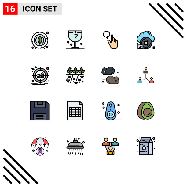 可编辑线包16简单的平面颜色填充图片下载