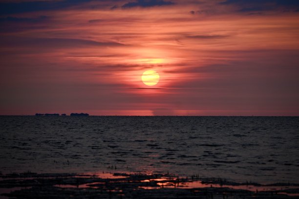 荷兰海岸的日落图片下载