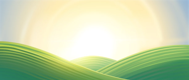 丘陵地貌，日出在山上。素材图片