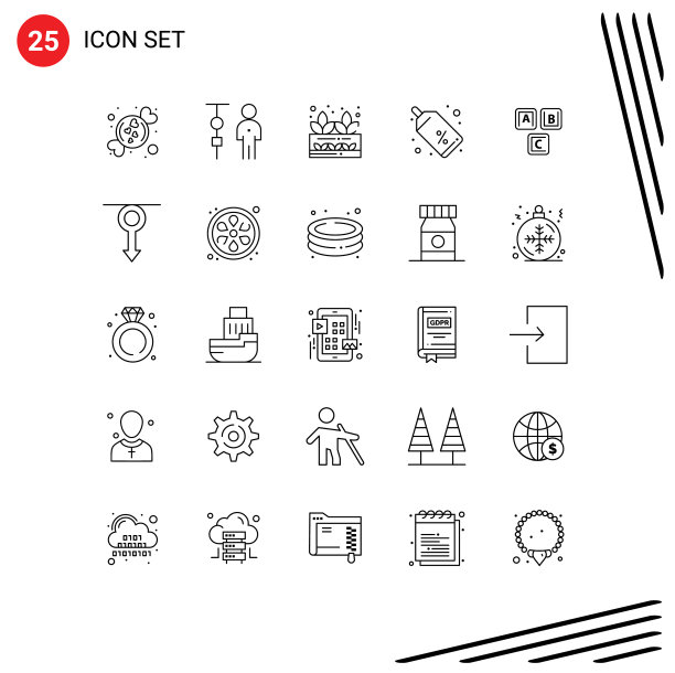 在网格上设置25行ABC标签人图片下载