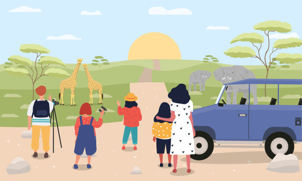 萨凡纳儿童的矢量插图图片下载