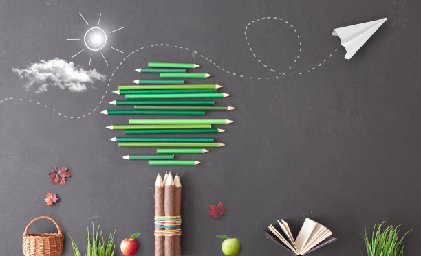 用铅笔做绿树，回到学校的理念图片下载