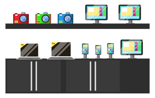 电子设备折扣在商店向量图片下载
