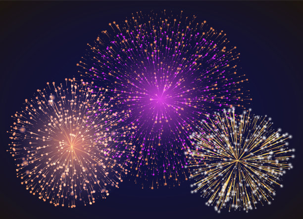 五彩缤纷的烟花在夜空，庆祝图片下载