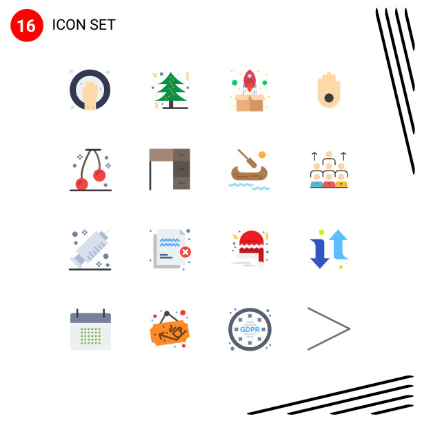 平色包装16个通用象征水果图片下载