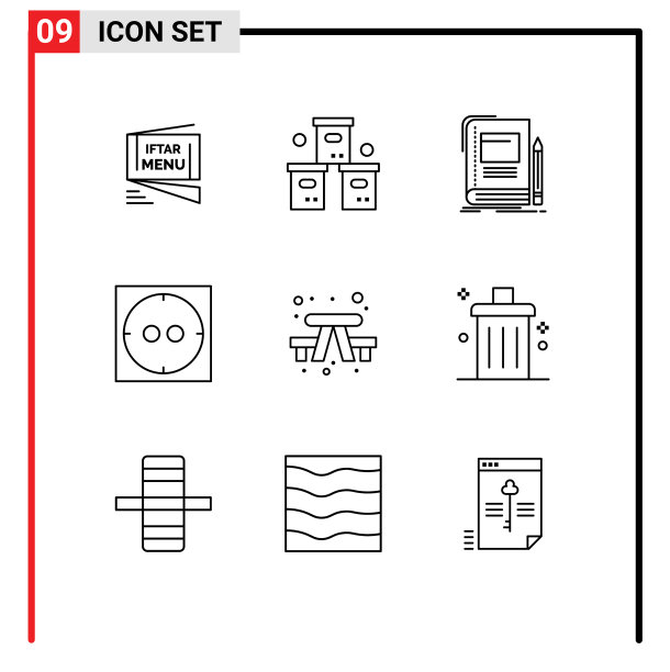 设置9轮廓在网格上的长凳电动图片下载