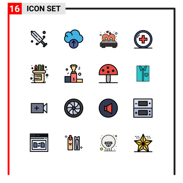 包16条创意平色填充线条图片下载