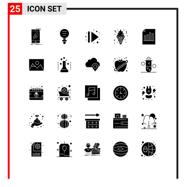包25个创造性的固体符号食物冰图片下载