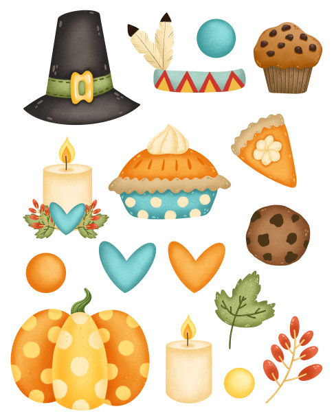 可爱的卡通感恩节图片下载