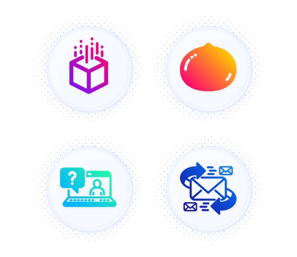 增强现实，常见问题和澳洲坚果图标设置。电子邮件签名。虚拟现实，网络支持，素食。向量图片下载