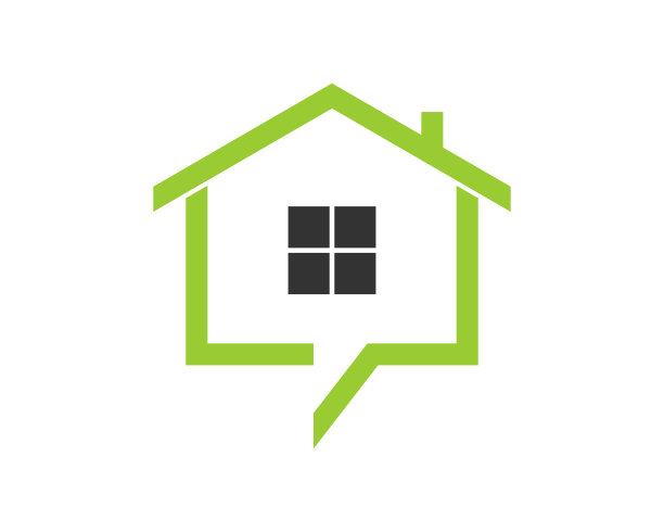 绿泡泡聊天和房子的轮廓图片下载