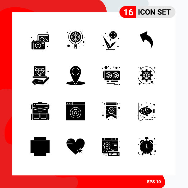 可编辑的线包16个简单的固体字形图片下载