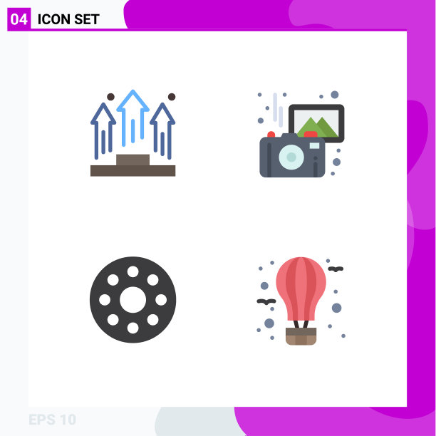 可编辑的线包4个简单的平面图标图片下载