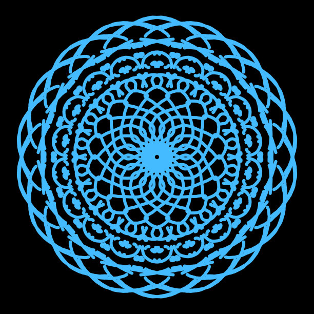 曼荼罗与蓝色，粉色，白色和绿色托盘在黑色的背景图片下载