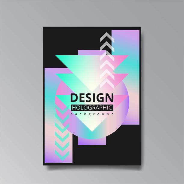 全息抽象页面模板，复古波浪glitch创意潮人，霓虹灯和柔和的梯度颜色。图片下载