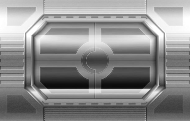 飞船走廊的金属门，滑动门图片下载