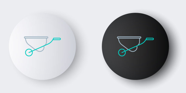 线手推车图标孤立在灰色背景。工具设备。农业手推车车轮农场。色彩斑斓的轮廓的概念。向量图片下载