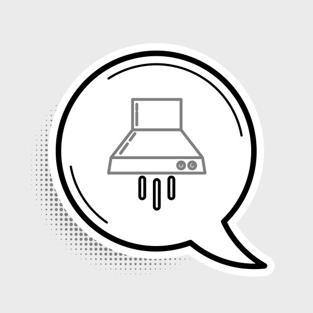 线厨房提取风扇图标孤立在灰色背景。炊具罩。厨房排气。家用电器。色彩斑斓的轮廓的概念。向量图片下载