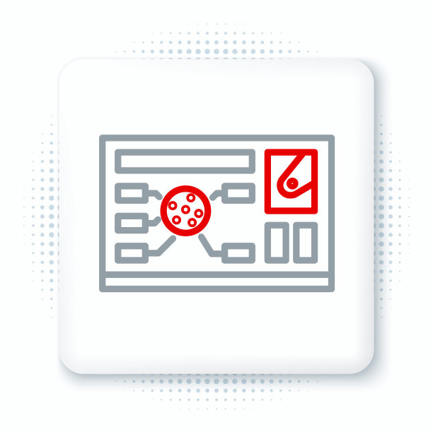 线条未来hud界面图标隔离在白色背景。全息ui信息图，互动全球和网络天空fi屏幕。色彩斑斓的轮廓的概念。向量图片下载