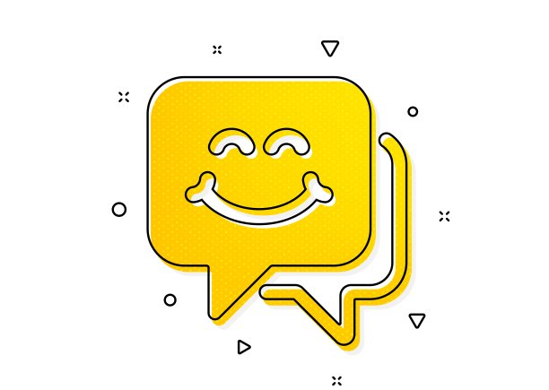 微笑面对图标。快乐的表情聊天标志。演讲泡沫。向量图片下载