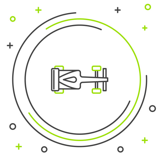 黑色和绿色线方程式赛车图标隔离在白色背景。色彩斑斓的轮廓的概念。矢量图图片下载