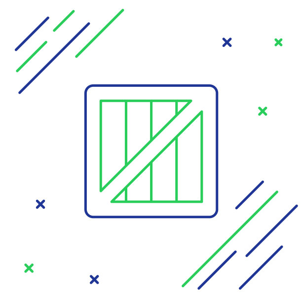 蓝色和绿色线军用弹药盒与一些弹药子弹图标孤立在白色的背景。色彩斑斓的轮廓的概念。矢量图图片下载