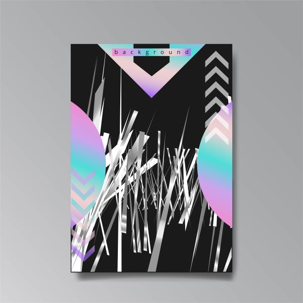 全息抽象页面模板，复古波浪glitch创意潮人，霓虹灯和柔和的梯度颜色。图片下载