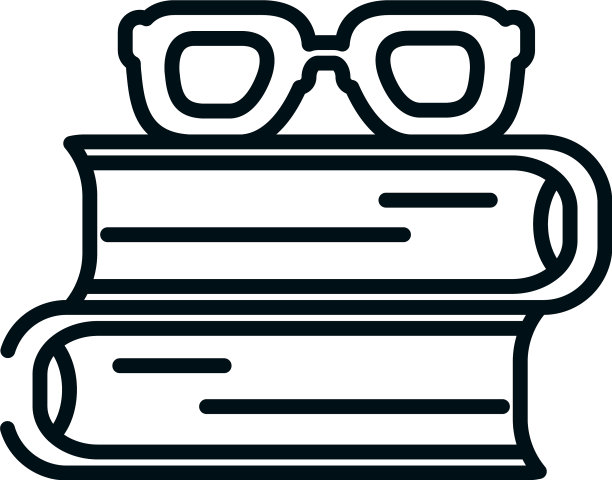 学术书籍和眼镜图标线条风格图片下载
