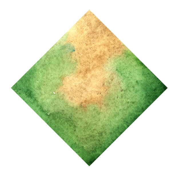 抽象的绿色和棕色方形水彩手绘横幅装饰图片下载