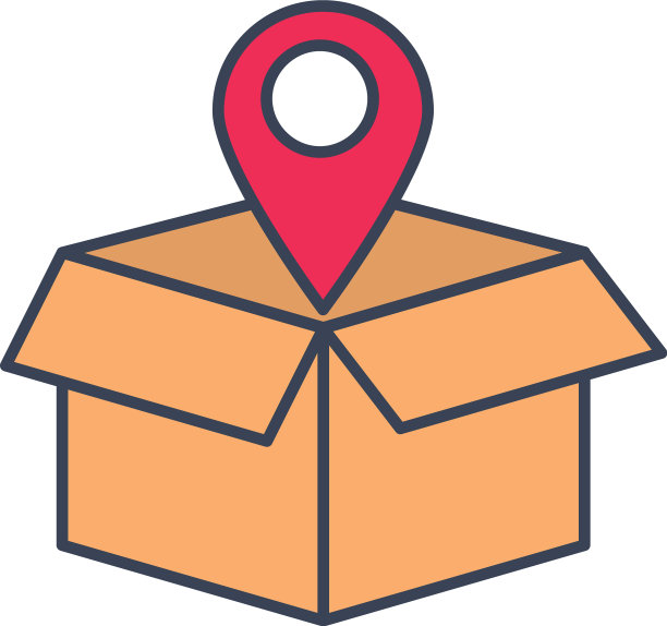 带有定位引脚图标线和填充样式的框图片下载