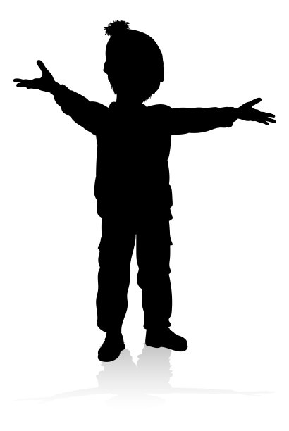 剪影儿童在冬季圣诞服装图片下载