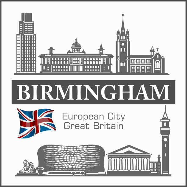 伯明翰——英国城市的天际线黑白分明图片下载