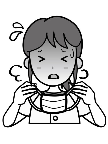 盛夏，年轻女子在外出时摘下口罩图片下载