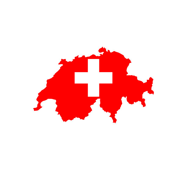 瑞士地图旗帜平坦图片下载