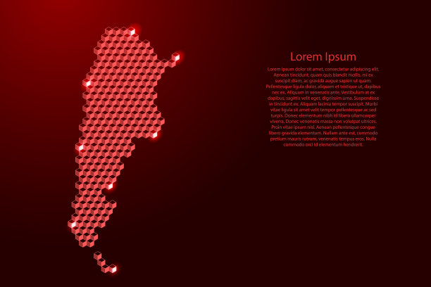 阿根廷地图从三维红色立方体等距图片下载