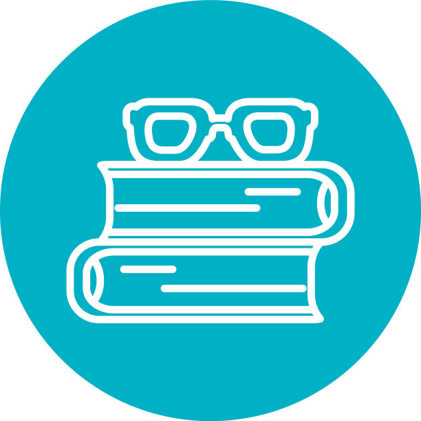 学术书籍和眼镜图标块风格图片下载