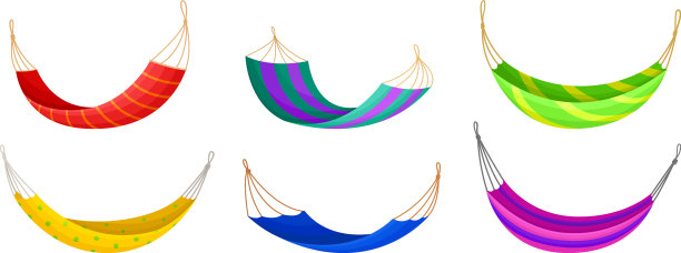 彩色吊床上挂着孤立的绳索图片下载