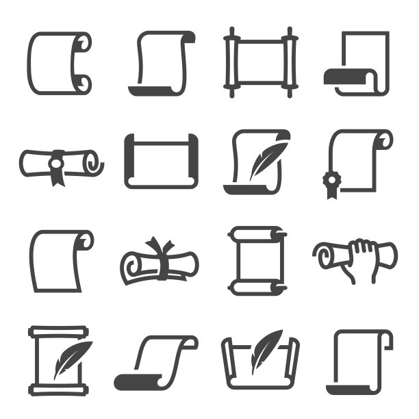 纸张滚动图标设置文件和手稿图片下载