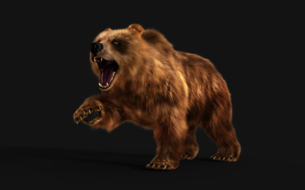 大棕熊姿态与剪切路径。图片下载