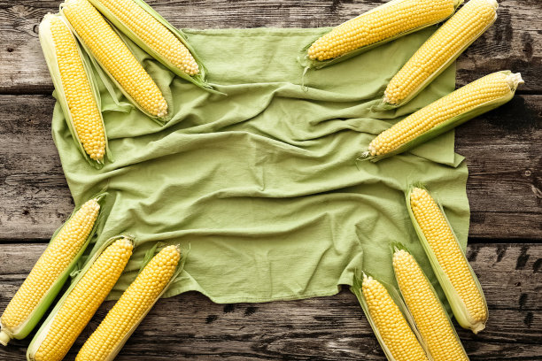 玉米棒特写，成熟新鲜的甜玉米，夏季健康蔬菜图片下载
