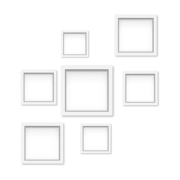 一套白色木制相框与柔和的阴影。向量图片下载