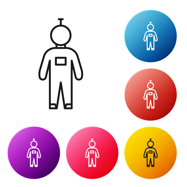 黑线宇航员图标孤立在白色上图片下载