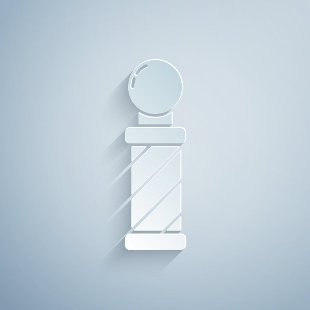 剪纸经典理发店杆子图标孤立图片下载